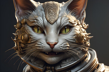 Naklejka premium The cat is smiling. Generative AI