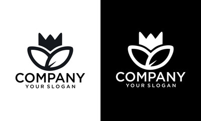 cannabis king Logo or Hemp Logo with crown Vector Template