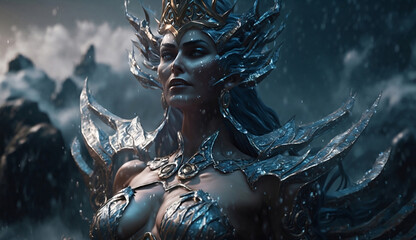 Fototapeta premium The goddess of winter, Generative AI illustrations