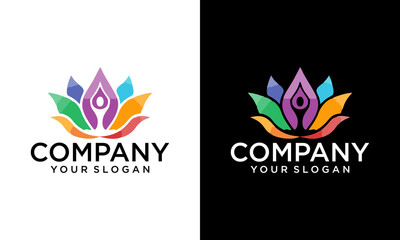 Lotus flower logo with human silhouette