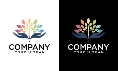 Hand Tree Vector Logo Design Template