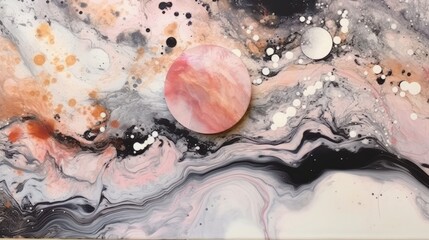 Marble ink abstract painting with a sense of movement and energy. AI generated