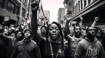 Fototapeta na wymiar blacks rally on the streets of different cities 
