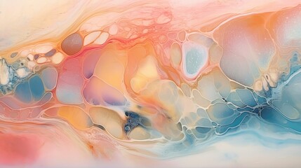 Marble ink abstract painting with a soft pastel palette. AI generated