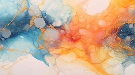 Marble ink abstract painting with a serene vibe. AI generated