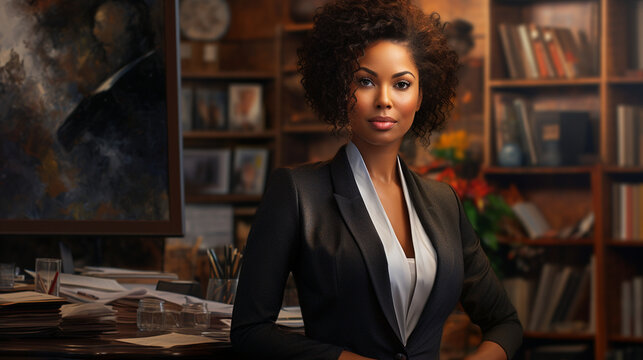 Black Woman At Work In Formal Suit Portrait 