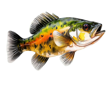 Peacock bass illustration for fishing logo. AI Generated