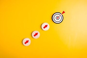 Target and arrow up icons for business objective target goal concept, Business strategy planning...
