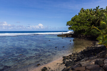 Fototapeta na wymiar Beautiful landscape view of the National Park of American Samoa on the island of Tutuila.