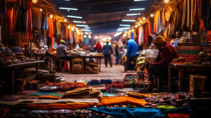 People weaving through the vibrant stalls of Marrakech's Jemaa el-Fnaa market, the colorful textiles and spices captivating their senses 