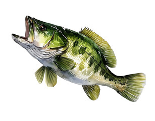 Large mouth green bass illustration for fishing logo