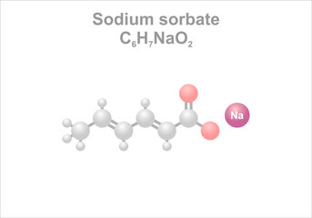 Sodium sorbate. Simplified scheme of the molecule.