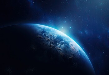 Planet earth globe view from space showing realistic earth surface and world map as in outer space point of view . Elements of this image furnished. Created with Generative AI technology.