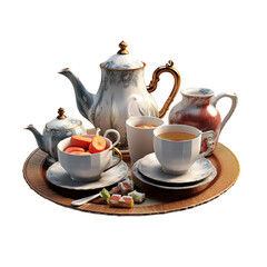 English tea set. isolated object, transparent background