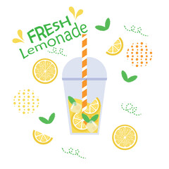 Fresh lemonade and it's ingredients.