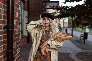 Autumn with a blonde in the old town