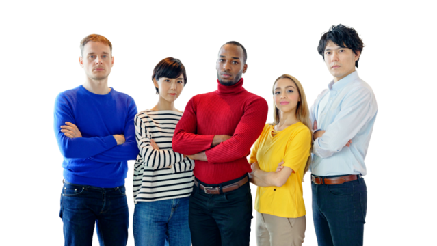 カジュアルな多国籍の人々　背景透過PNG