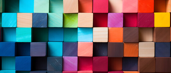 Stacked Multicolored Wooden Blocks Spectrum