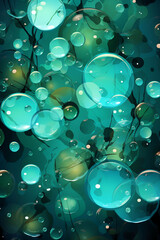 Underwater bubbles pattern background vector, green and blue. AI generative