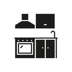 Kitchen interior black glyph icon on white background