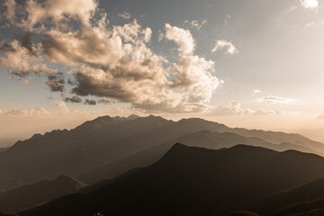 View of mountains from the top of Pico das Agulhas Negras in Itamonte MG. Beautiful landscape with...
