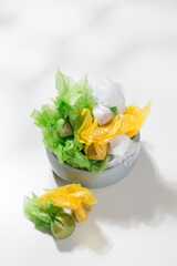 Caramel-flavored candies wrapped in various colored paper