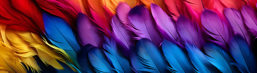 Fototapeta premium Macro Studio Shot of Colored Bird Feathers texture