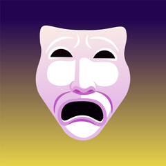 Comedy and tragedy white vector theatre masks.