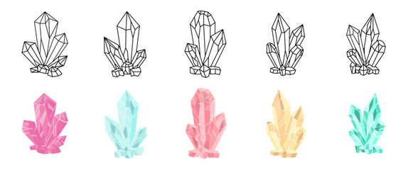shiny gemstone mineral icon vector gems crystal