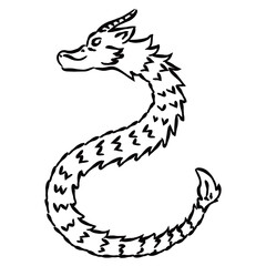 ラフな龍の線画のイラスト素材