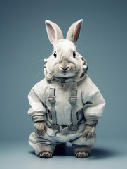 A Rabbit Dressed Up as an Astronaut in a Spacesuit