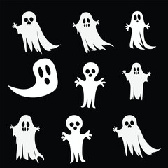 set of halloween ghosts