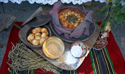 Freshly baked homemade bread. Image of some tasty Home-made bakery products.