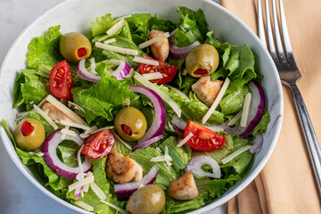 copped salad with  olive and chicken