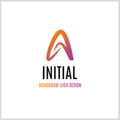 Letter A monogram logo template. Orange and purple color. Vector Illustration for Icon, Symbol, Logo etc