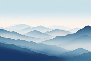 Fototapeta premium minimalist image of silhouetted mountains, cold tones