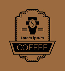 Coffee label. Design template emblem, logo, signboard, and banner for cafe, coffee shop, and coffee shop. Vector isolated illustration.