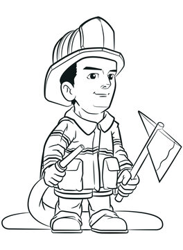 Doodle Fire Fighter Man Rescue Brigade