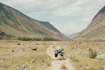 Fototapeta na wymiar hikers in the mountains