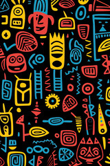 Various fun shapes pop art illustration made with Generative AI 