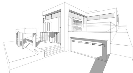 Fototapeta na wymiar Sketch of a building 3d rendering