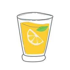 a glass of lemonade with a slice of lemon and mint