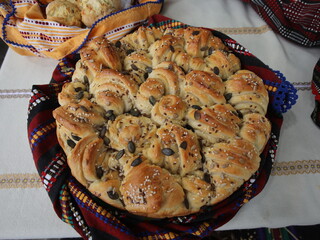 Freshly baked homemade bread. Image of some tasty Home-made bakery products.