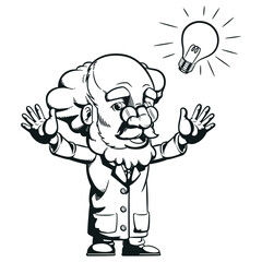 Silhouette Genius Scientist Light Bulb Idea