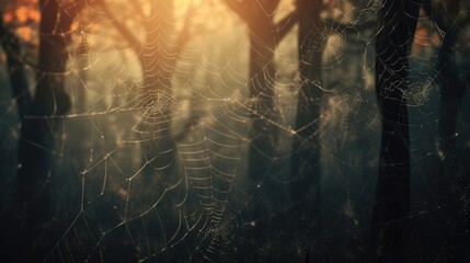 Spider web in a haunted forest