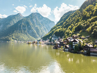 Fototapeta na wymiar The Magical Town in the Mountains in Austria, Hallstatt