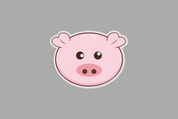 vector illustration of cute cartoon pig