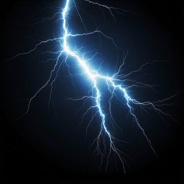 Isolated Lightning Charge on Black Background. Generative ai