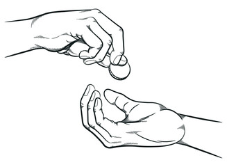 Sketch Hands Giving Receiving Coin Changes
