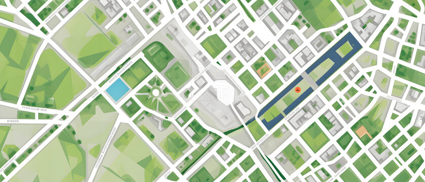 City map with streets and park Illustrations